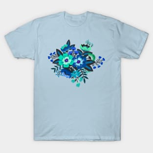 Blue boho flower bouquet T-Shirt